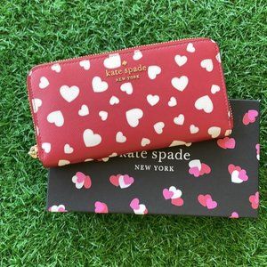 Kate Spade Staci Heart Pop Printed Boxed Large Continental Wallet Red Multi